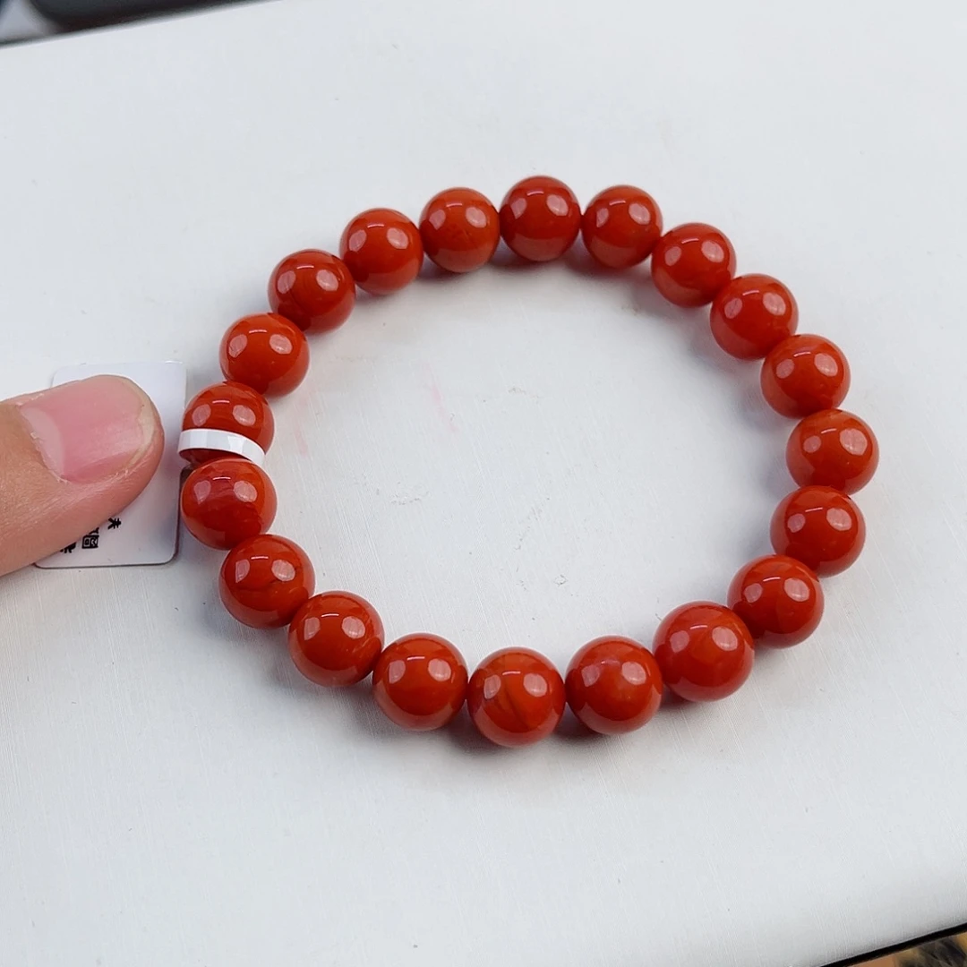 手链未镶嵌南红玛瑙瓦西柿子红圆珠单圈9mm