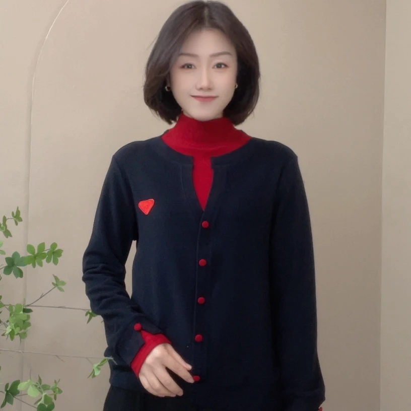 7870冬季新款假两件保暖长袖显瘦气质打底衫休闲女士小衫时尚上衣