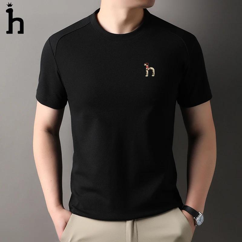 奥特莱斯正品短袖t恤男夏季100%纯棉高档中青年圆领打底冰丝上衣