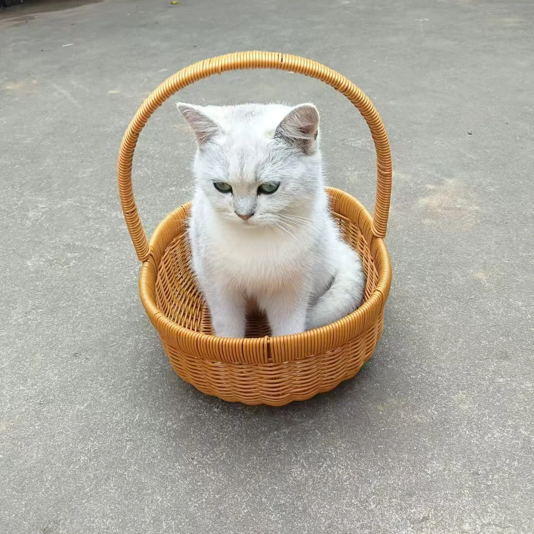 A036仿藤手工编织椭圆形釆摘篮收纳篮购物篮34*2613