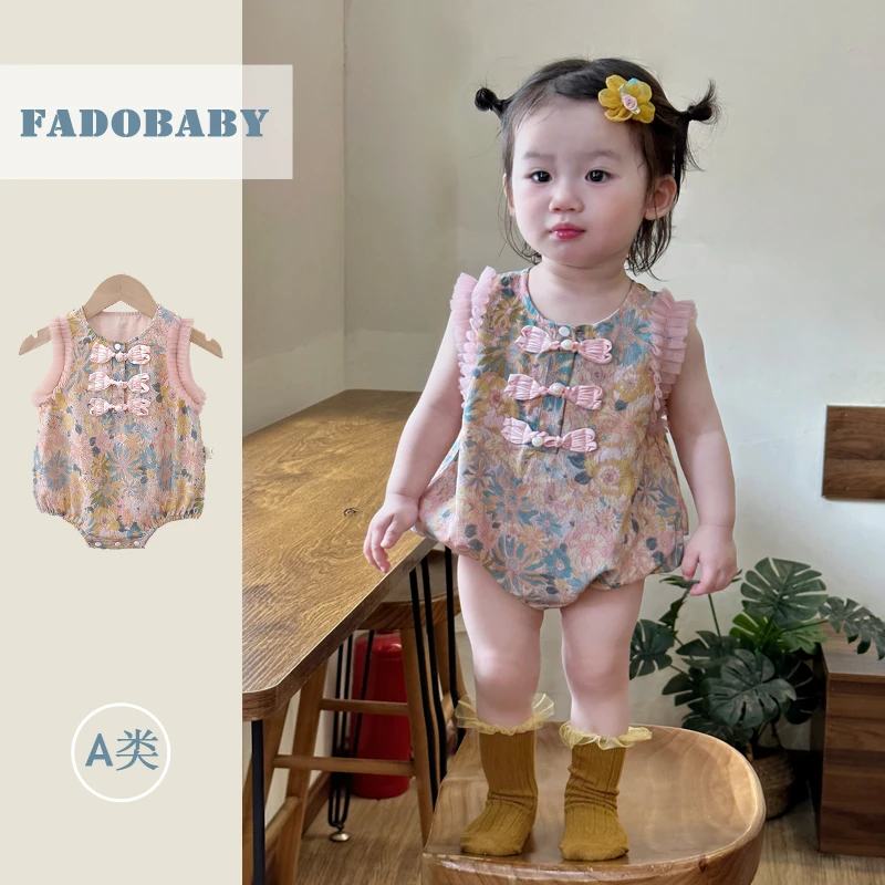 婴儿衣服夏装连体衣女宝宝中国风百日新中式周岁礼服包屁衣夏天