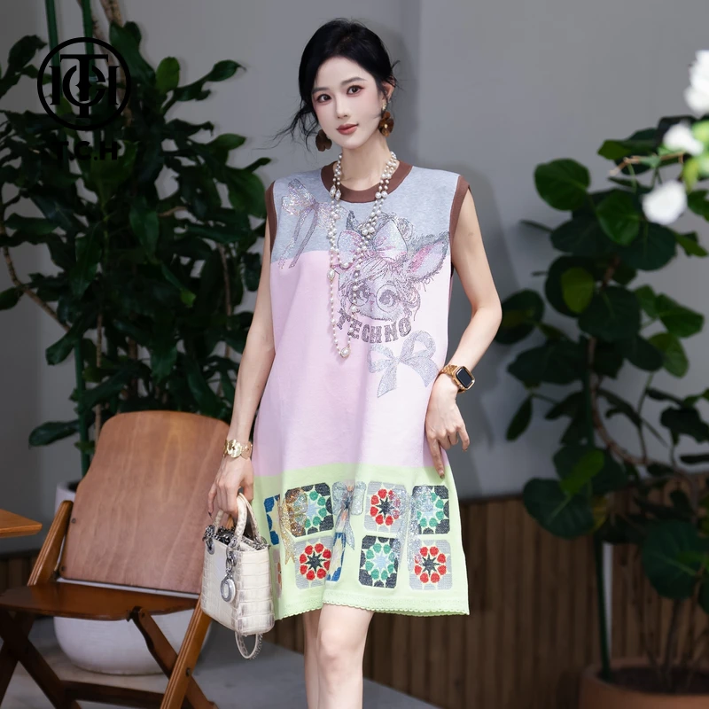 TCH烫钻工艺新时尚淑女百搭新潮流连衣裙T75B30E5288轻奢tch