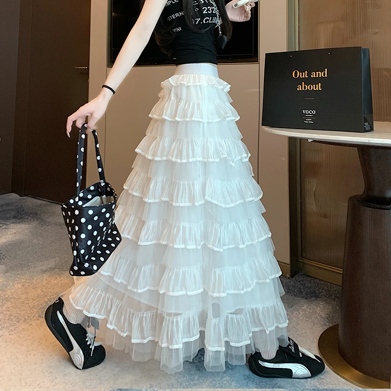 2025梦幻芭蕾网纱蓬蓬蛋糕裙女法式浪漫层次感高腰显瘦半身裙