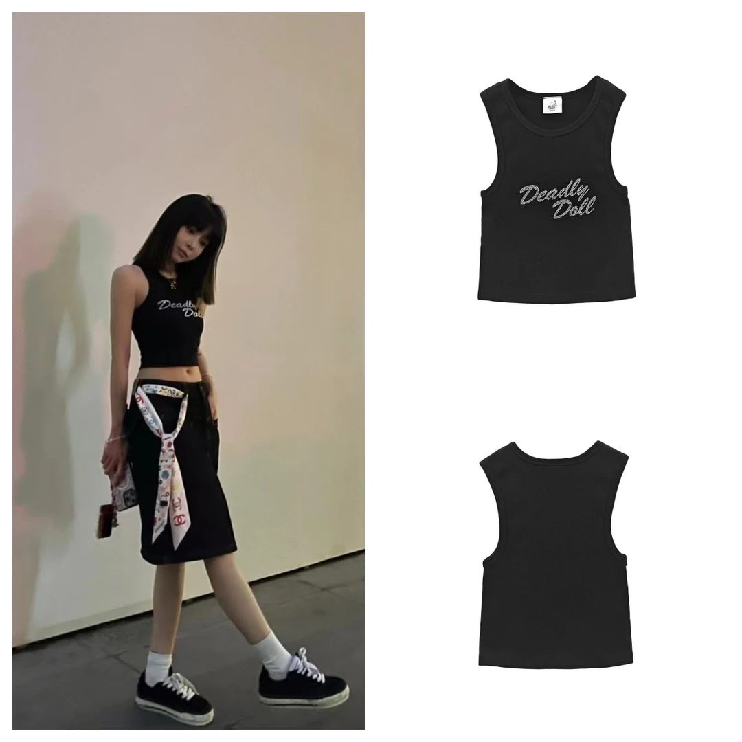 Deadly Doll 水钻LOGO吊带背心