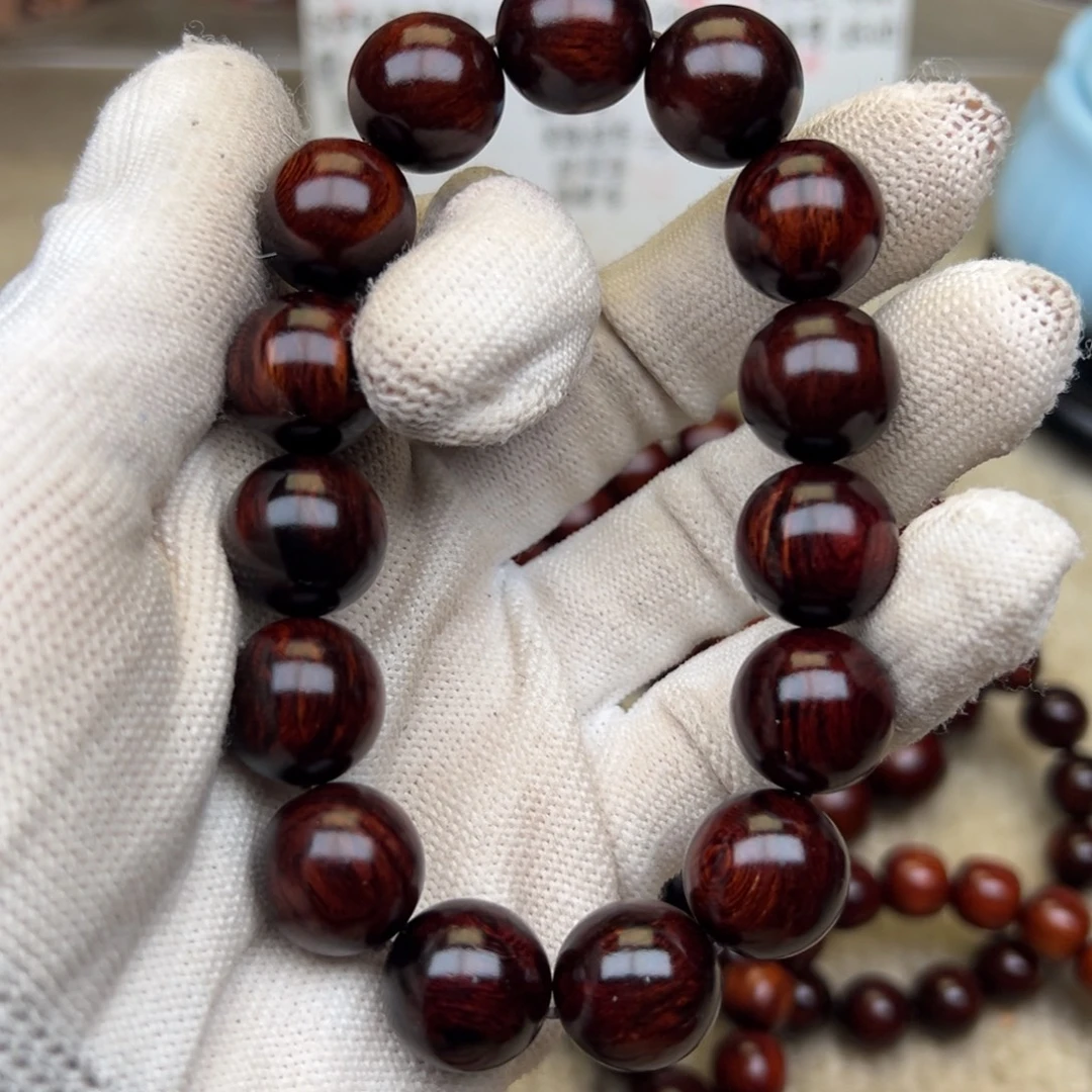 手串/手链花梨木类红降15圆珠满油单圈（瑕疵）