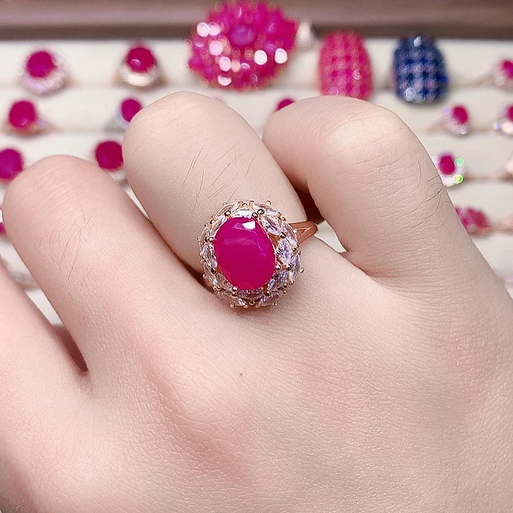 红宝石银S925镶嵌戒指