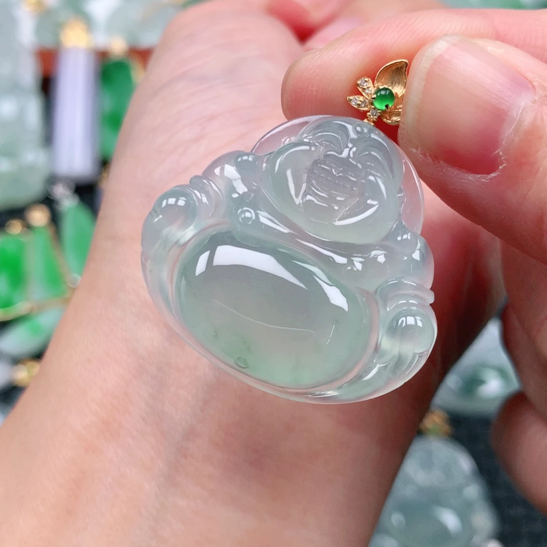 翡翠吊坠(不含链)18K金镶嵌