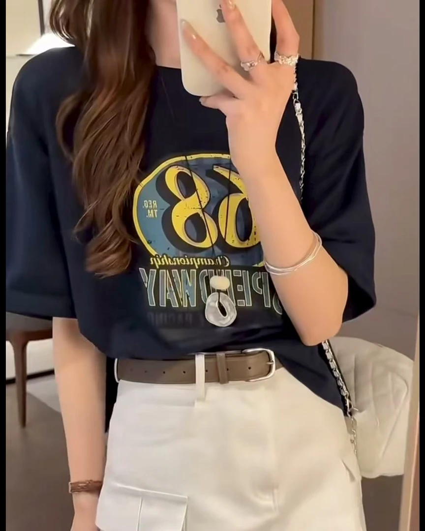 【杭州-新九天】NN025-时尚女装设计感T恤法式气质显瘦洋气百搭