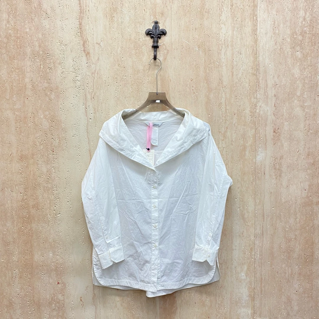 99新 MaxMara 白色翻领衬衫/42码/33038