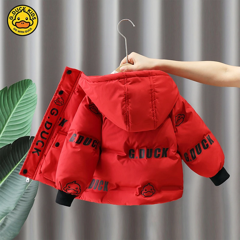 小黄鸭羽绒服衣服男童拜年服冬2025冬季新款儿童红色加棉加厚棉袄