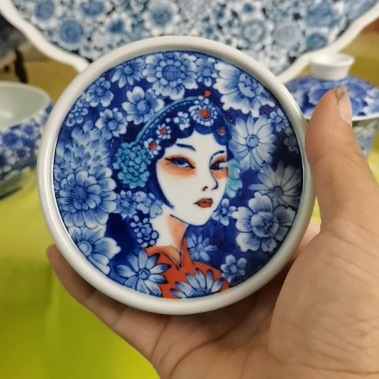 冰***泉景德镇釉下彩瓷手绘图