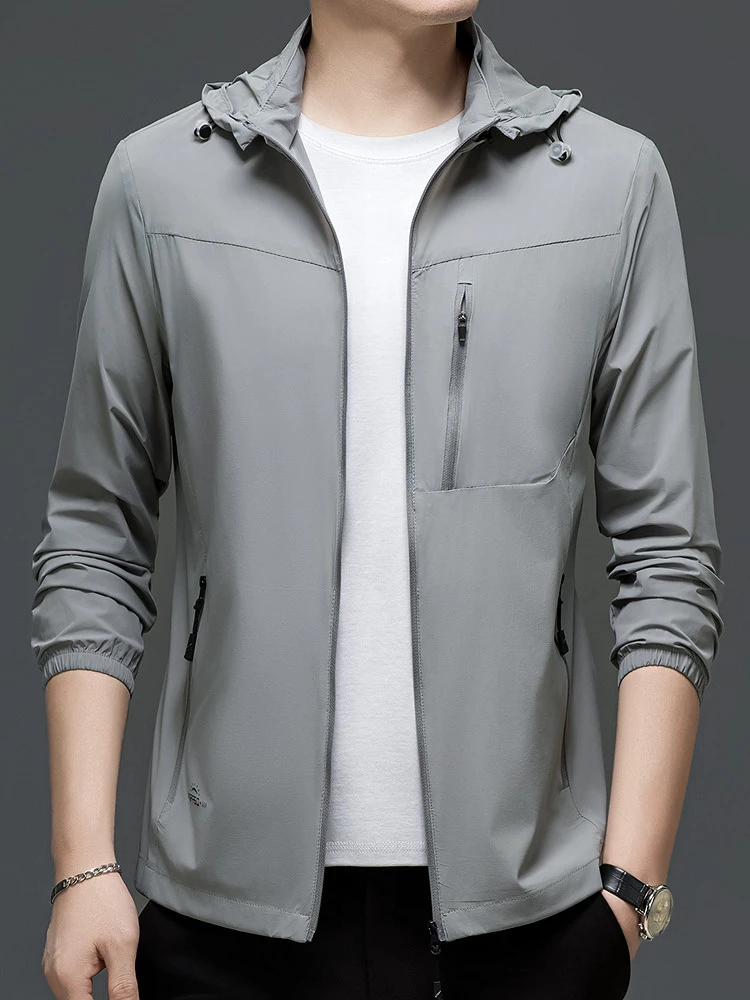 男士2025新款夏季男防晒衣可脱卸帽薄款夹克上衣运动休闲户外外套