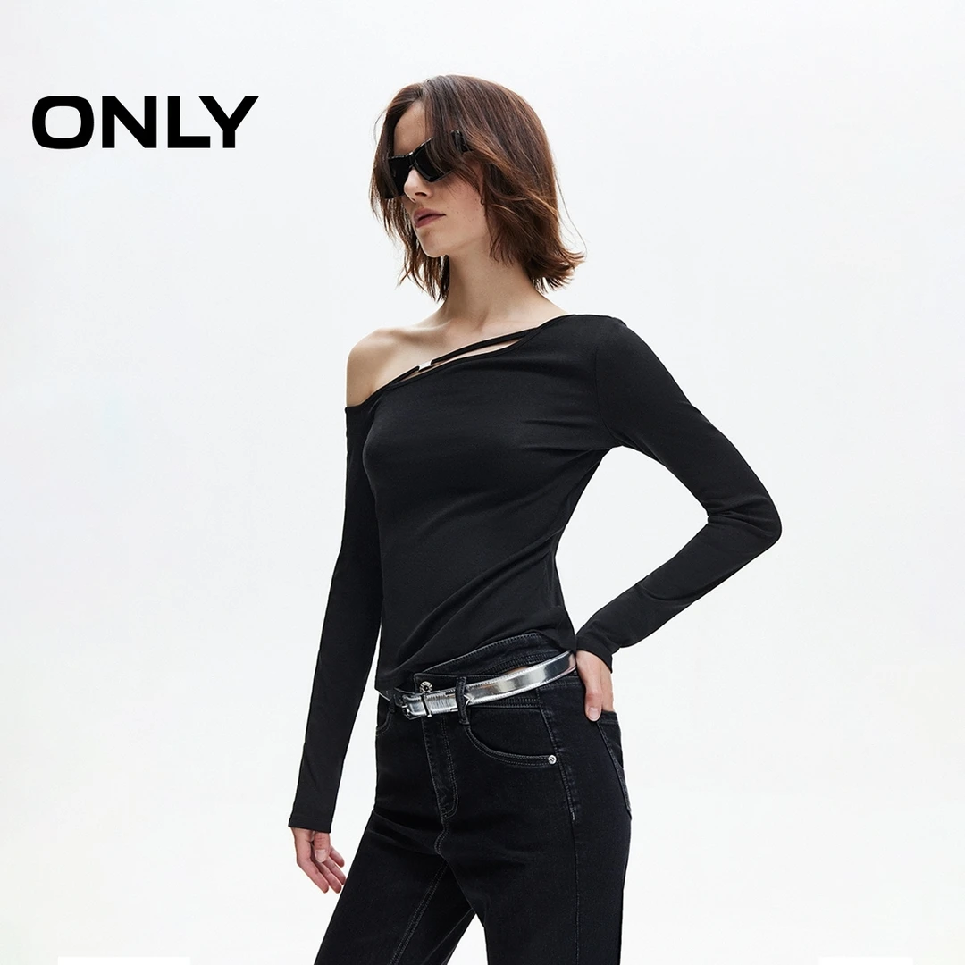 ONLY秋冬”弹力舒适亲肤“长袖T恤露肩女拍照必备衣服|125302012