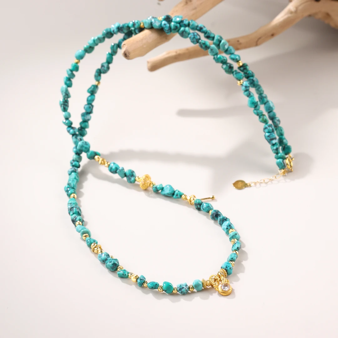 【举石臻选】TA0524-3793-66绿松石项链18k(一件/约2-3mm）H