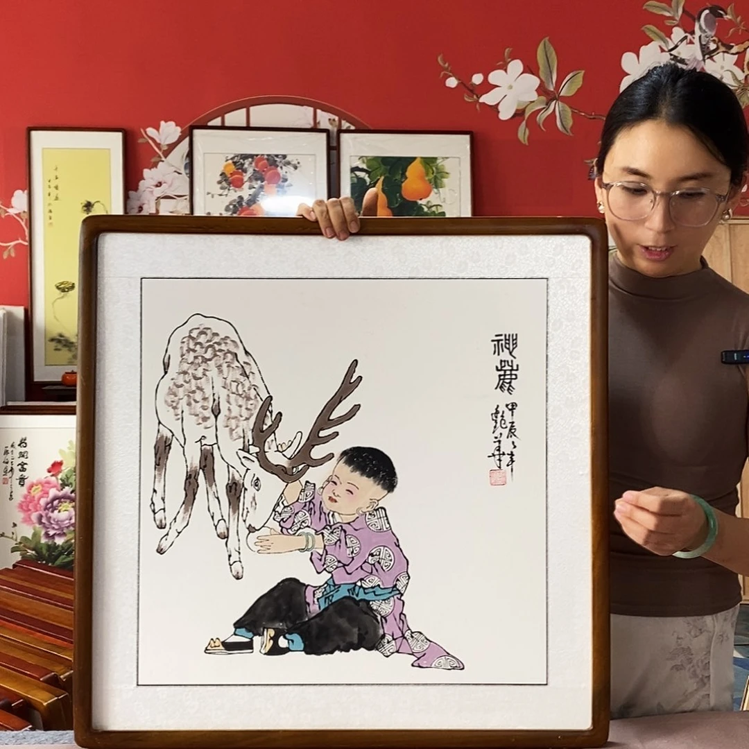 国画手写手绘带框包邮62✖️62国画作品