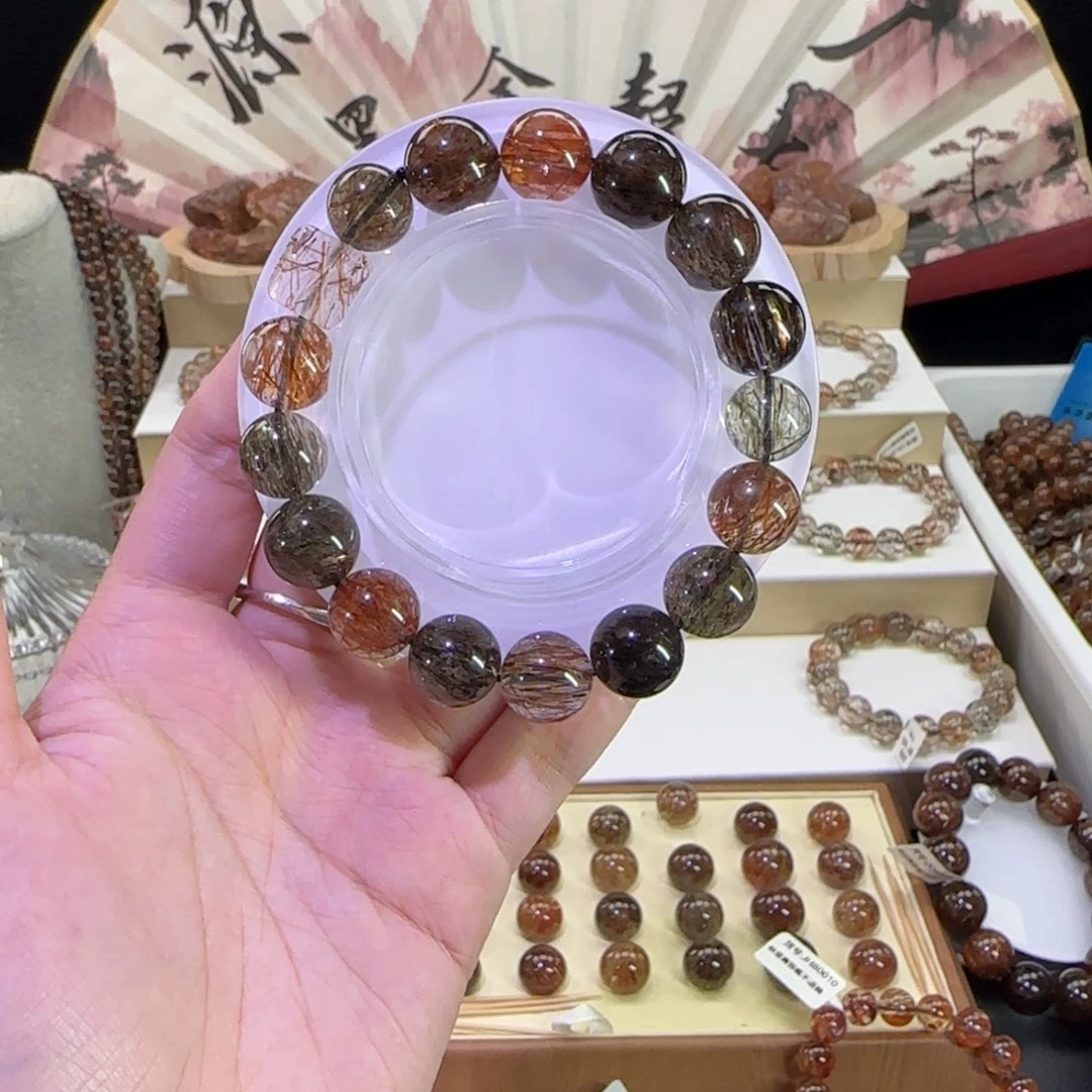水晶手串未镶嵌黑金超七