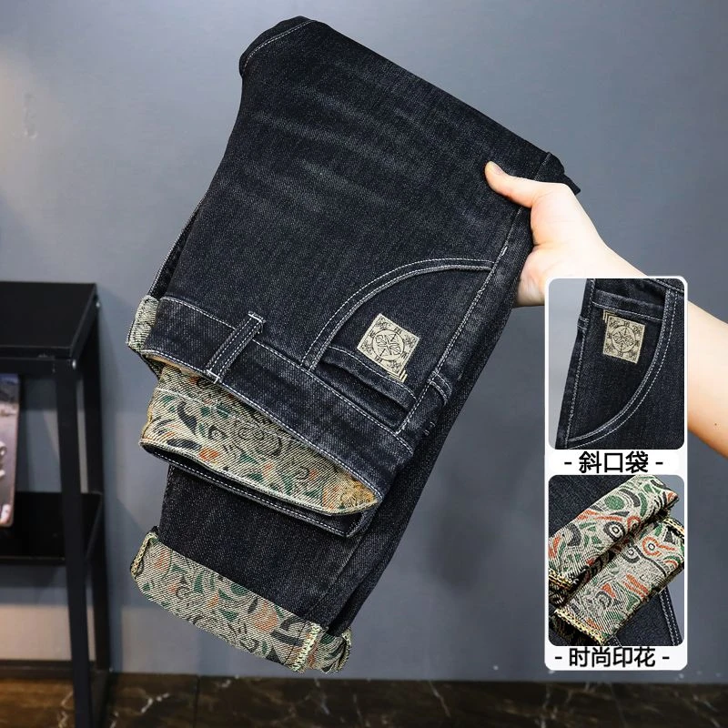 刺绣牛仔裤秋冬潮流休闲男裤百搭直筒裤男装裤子男款爆款2025新款