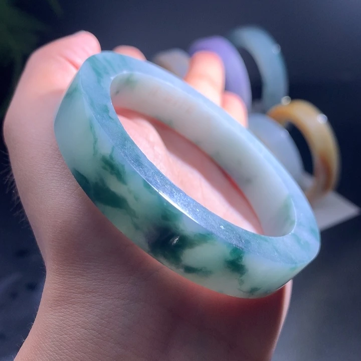 未镶嵌翡翠定制翡翠牛奶飘花59-60