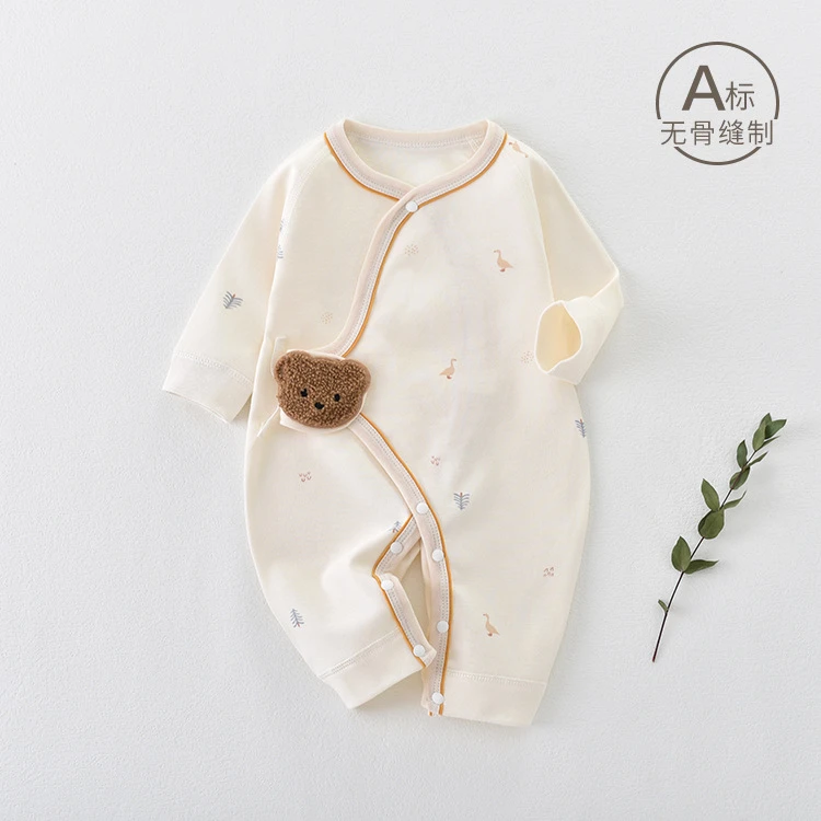 婴儿无骨衣服新生儿连体衣哈衣外出服春秋纯棉Aa类爬服空调服宝宝