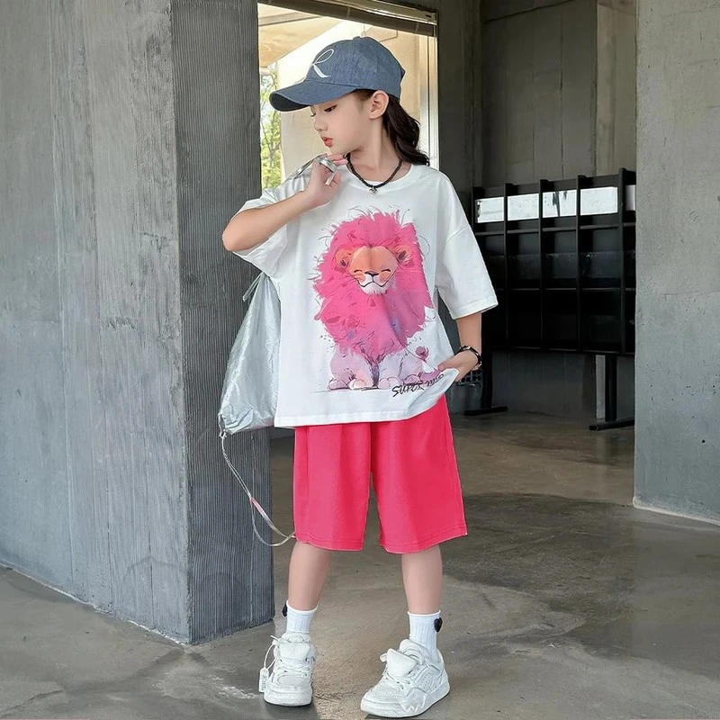 女童套装夏装2025新款洋气女孩夏季百搭薄款儿童时髦大童休闲宽松