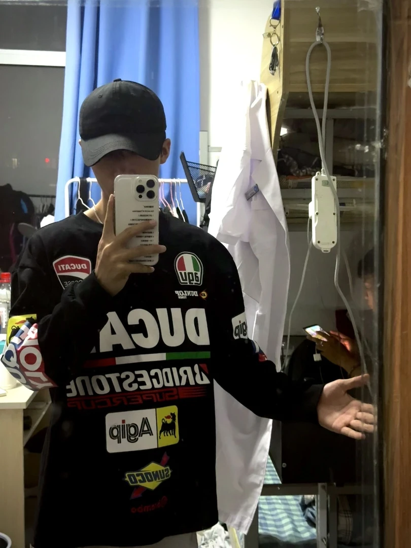 260克重磅！秋季新款潮男美式风字母印花圆领休闲宽松长袖T恤打底