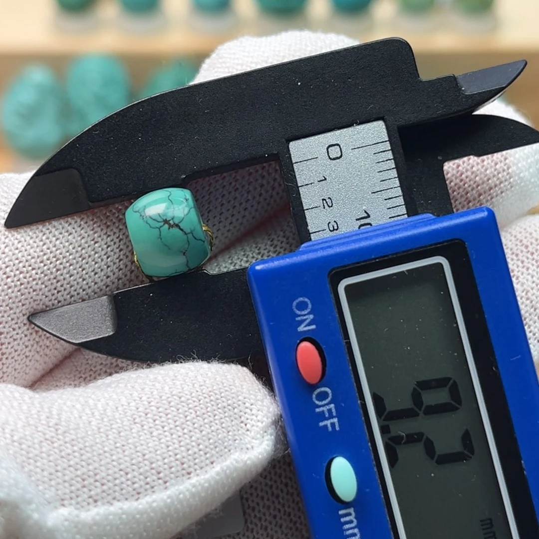 绿松石未镶嵌直切鼓珠