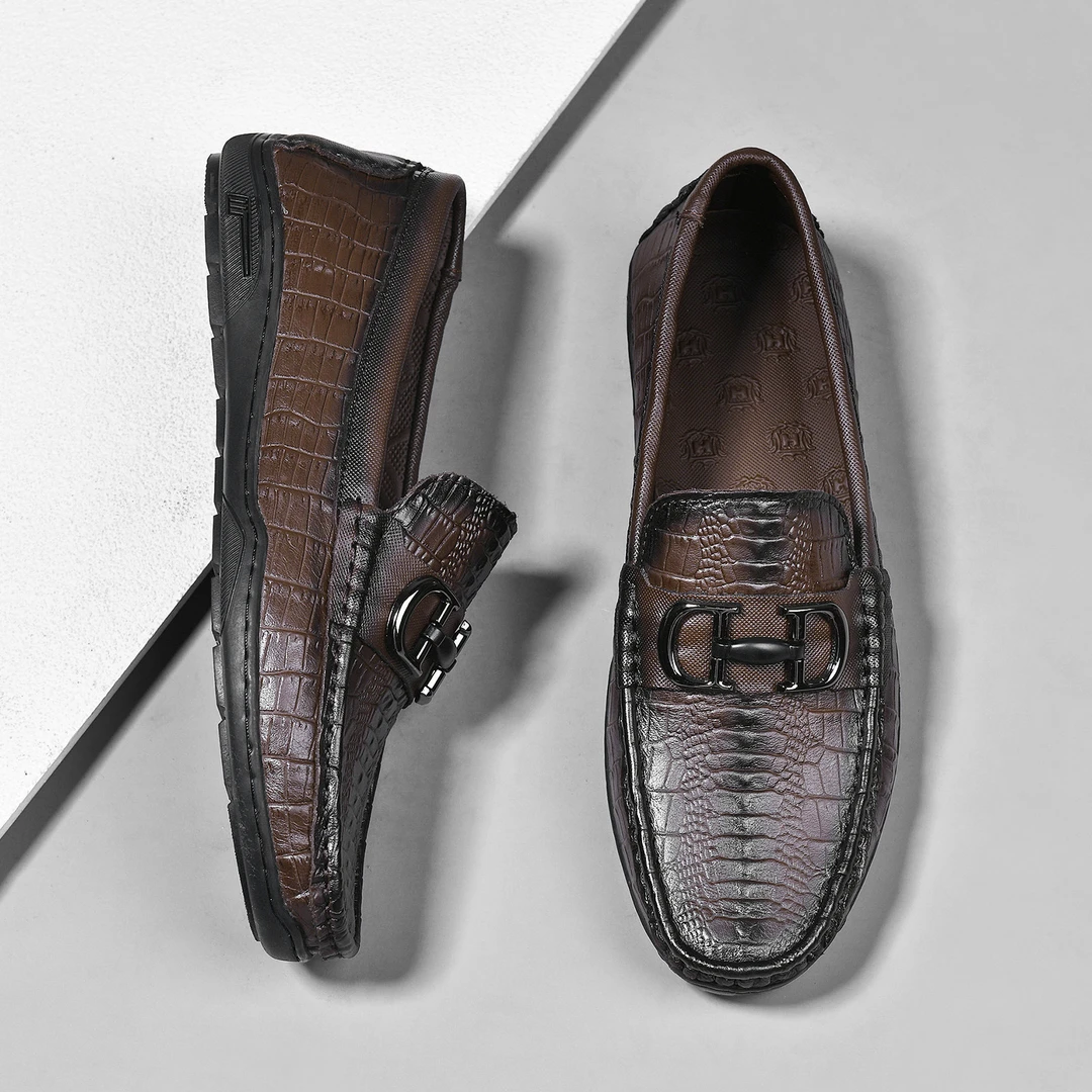 鳄鱼纹真皮爆款豆豆鞋男软底潮流懒人驾车鞋英伦休闲皮鞋头层牛皮