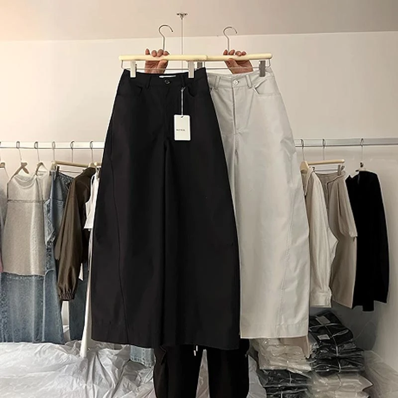 2025夏季韩式新款简约风立体拆件廓形休闲裤女高腰显瘦百搭阔腿裤
