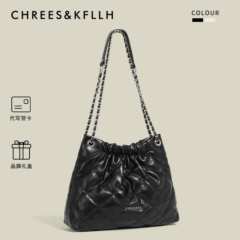 CHREES&KFLLH小众菱格绣线链条流浪包包女2025新款时尚单肩斜挎包