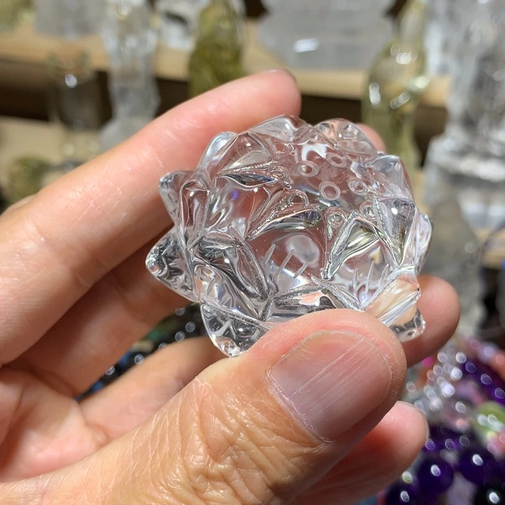 水晶珠宝半成品未镶嵌49mm莲花摆件