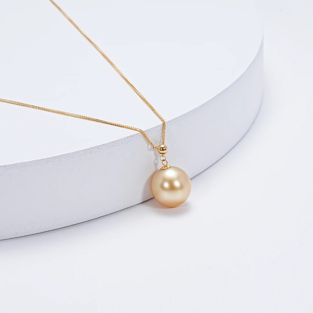 18K金/海水珍珠/南洋金珠Y字链肖邦链珍珠项链12-13MM