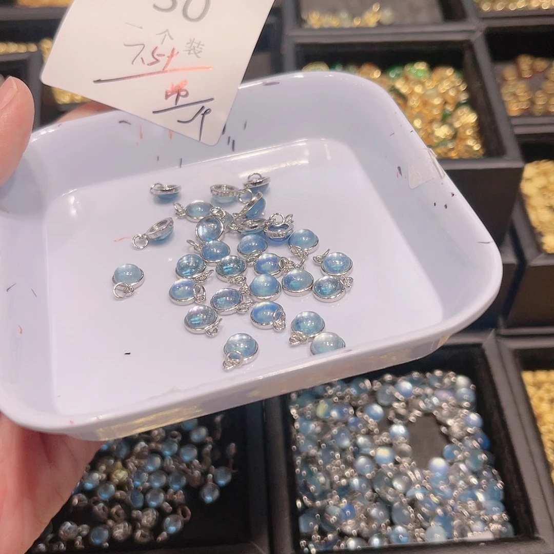 海蓝宝石颈饰银S925镶嵌50