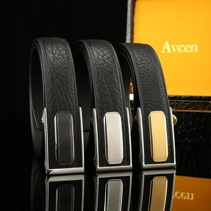 【不锈钢】男士真牛皮皮带腰带商务潮流商务时尚休闲内穿自动扣裤带