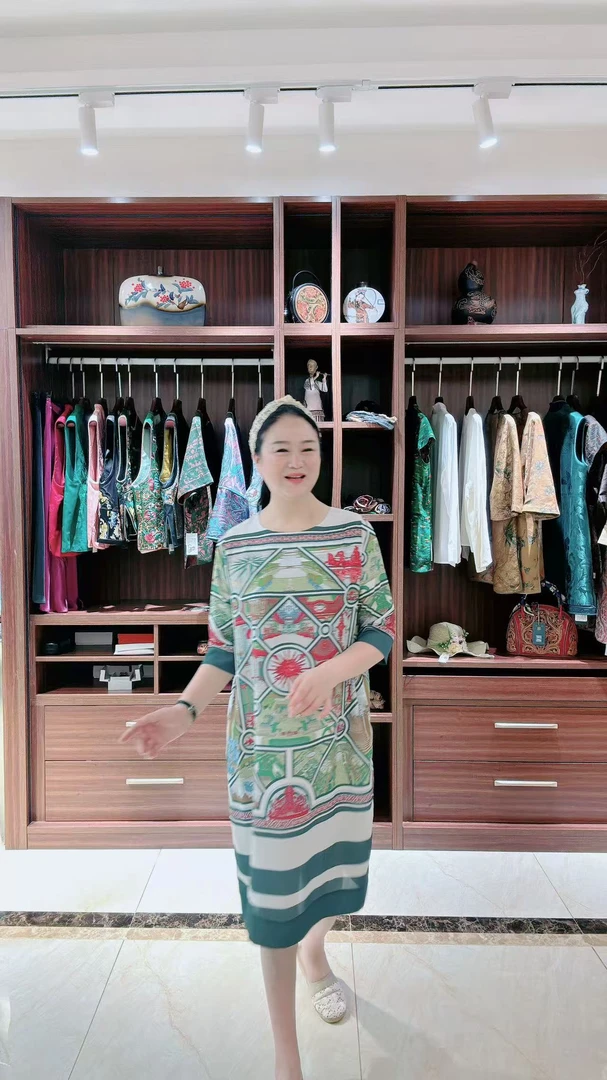 重工珠钻五分袖附吊带长款连衣裙气质休闲