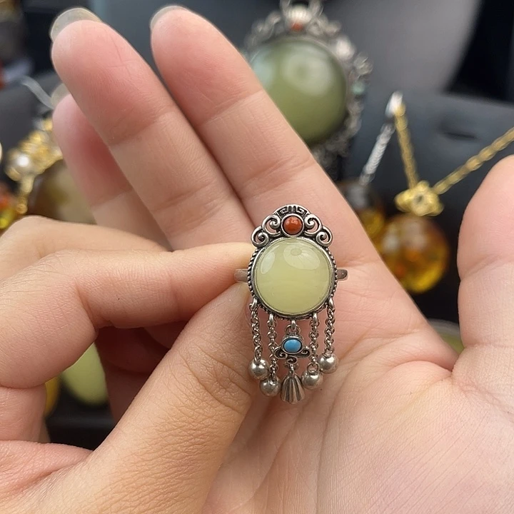 琥珀银S925镶嵌裸石