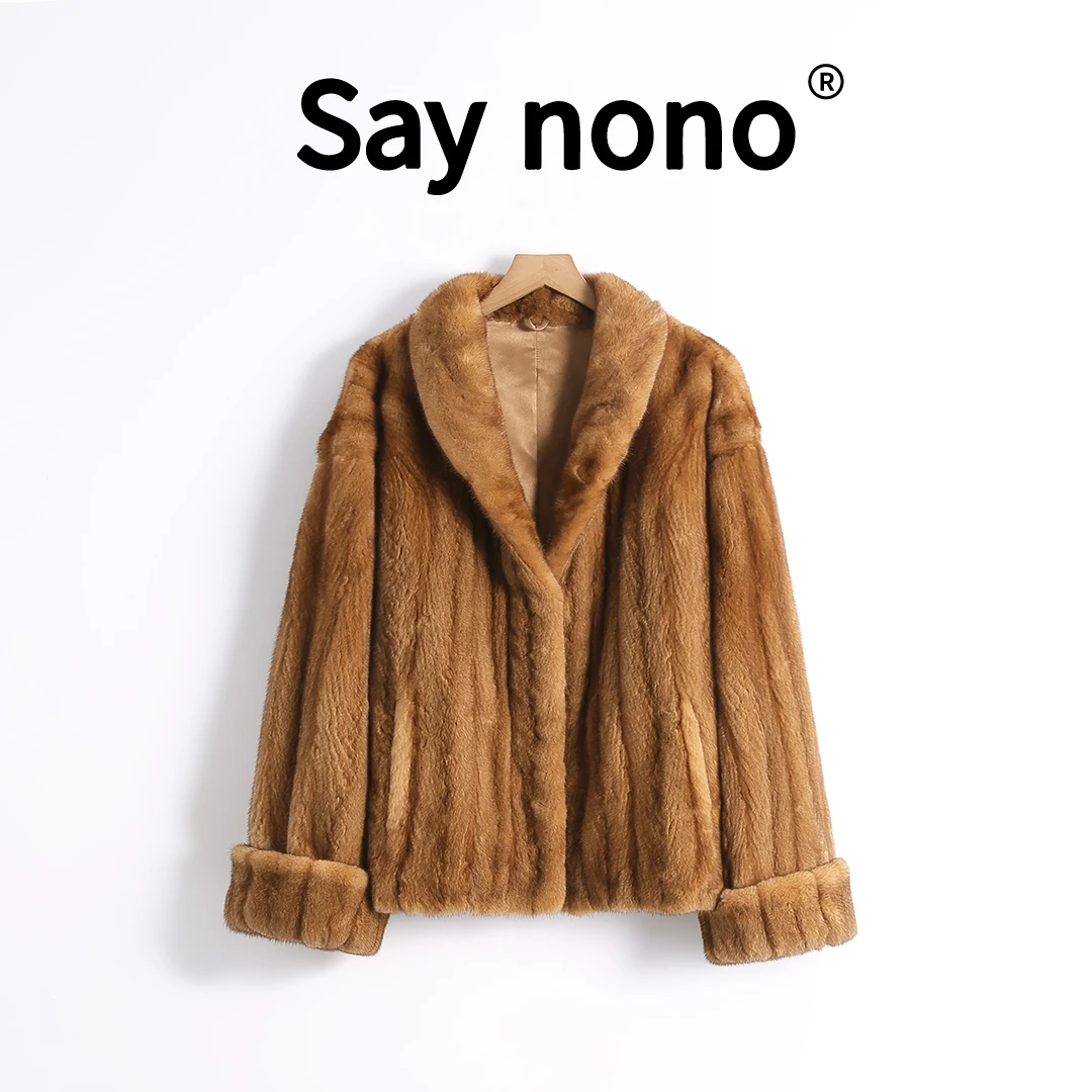 懒猫nono│Saynono1简奢密码＿中古挽袖天鹅绒短二貂皮外套-XS24839