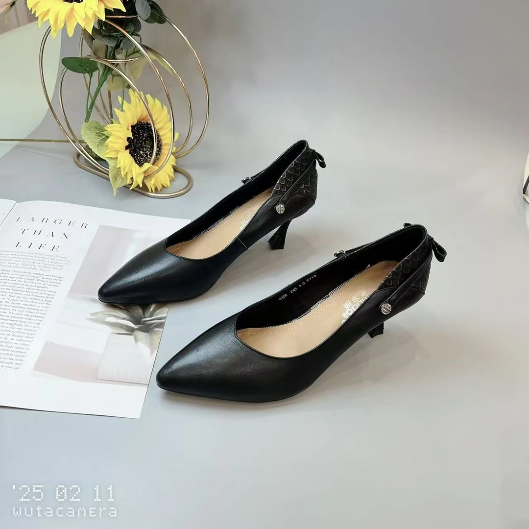 4108 新款法式小跟气质细跟尖头百搭单鞋