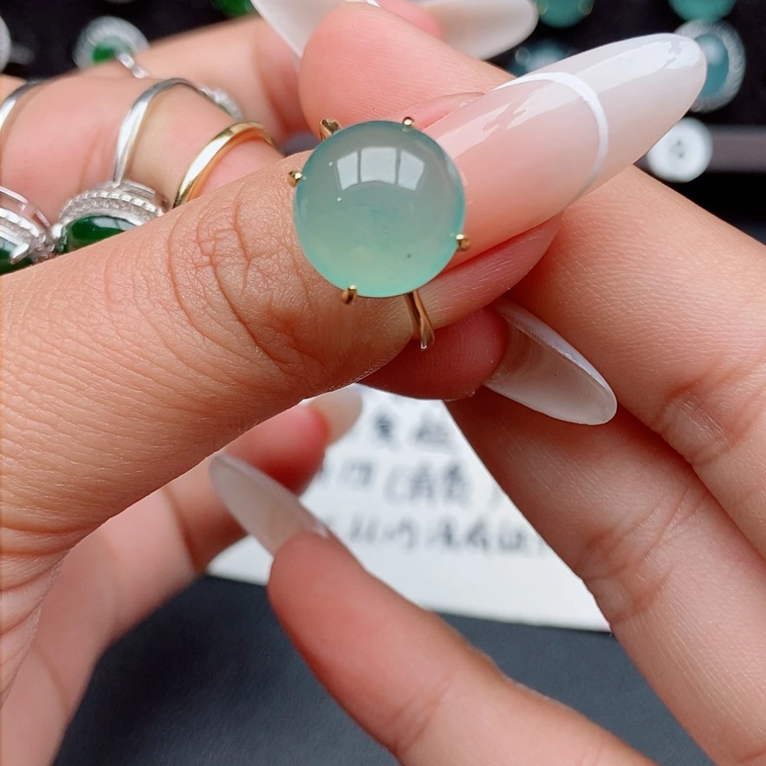 翡翠戒指银S925镶嵌8557
