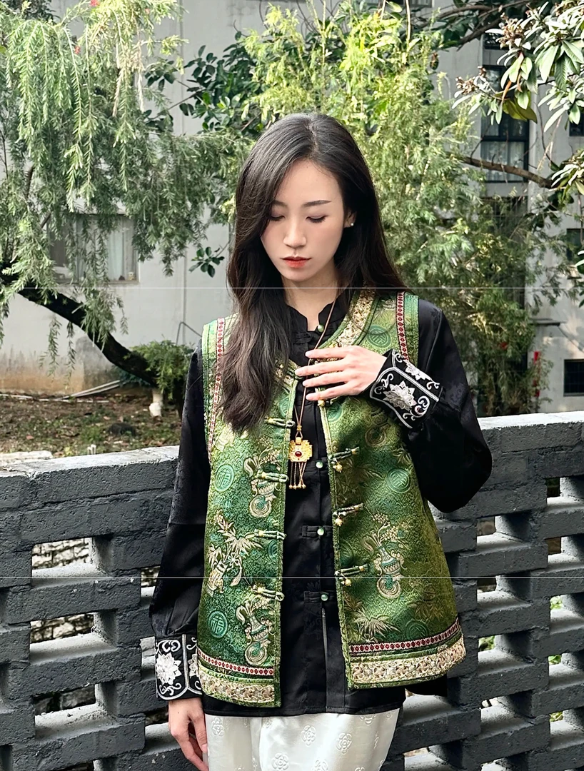 2025春季新款 『青禾』   新中式国风老钱风气质洋气提花马甲上衣女
