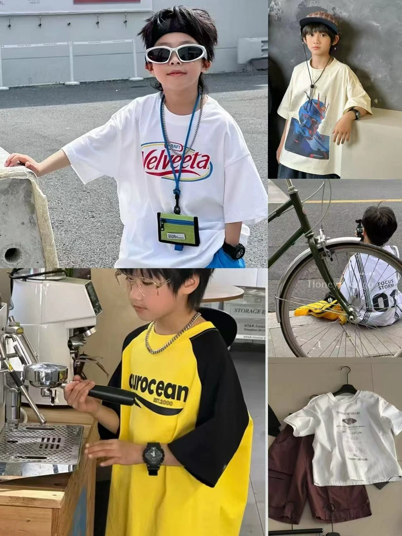 2025儿童中大童童装夏季宽松百搭休闲套装T恤