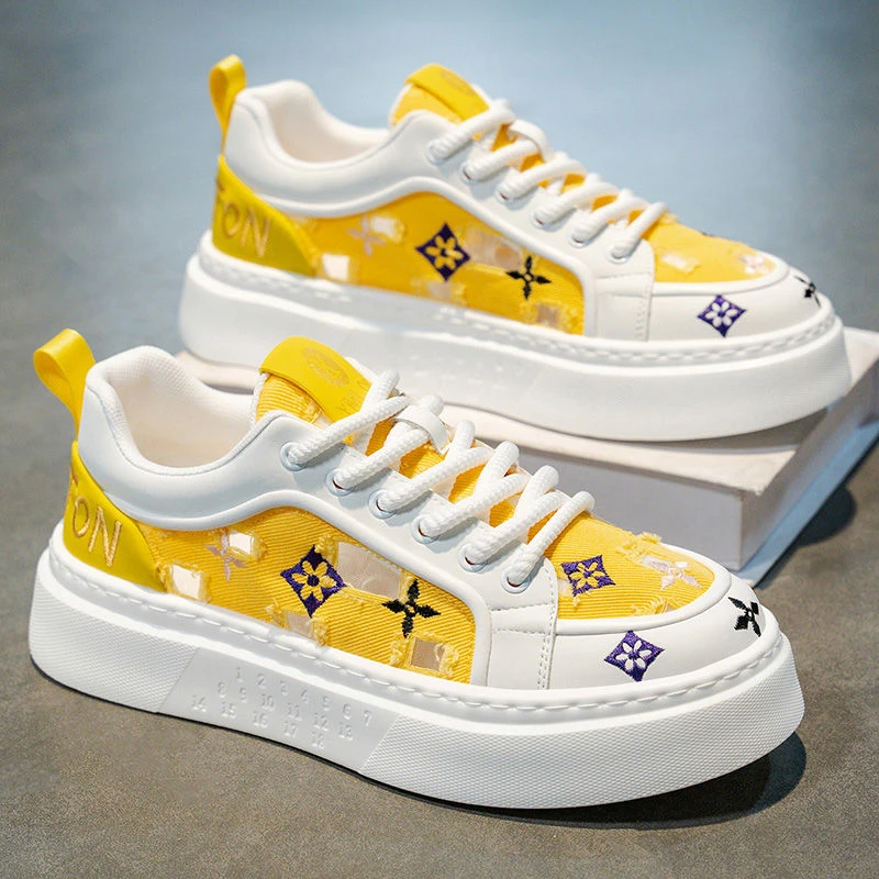 夏季素面透气厚底增高休闲板鞋潮流潮鞋低帮百搭运动鞋城市机能风