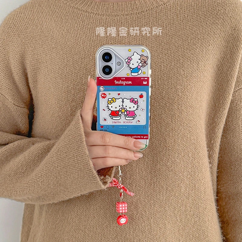隆隆金适用苹果16手机壳可爱ins相框KT猫iPhone15pro防摔13/14壳