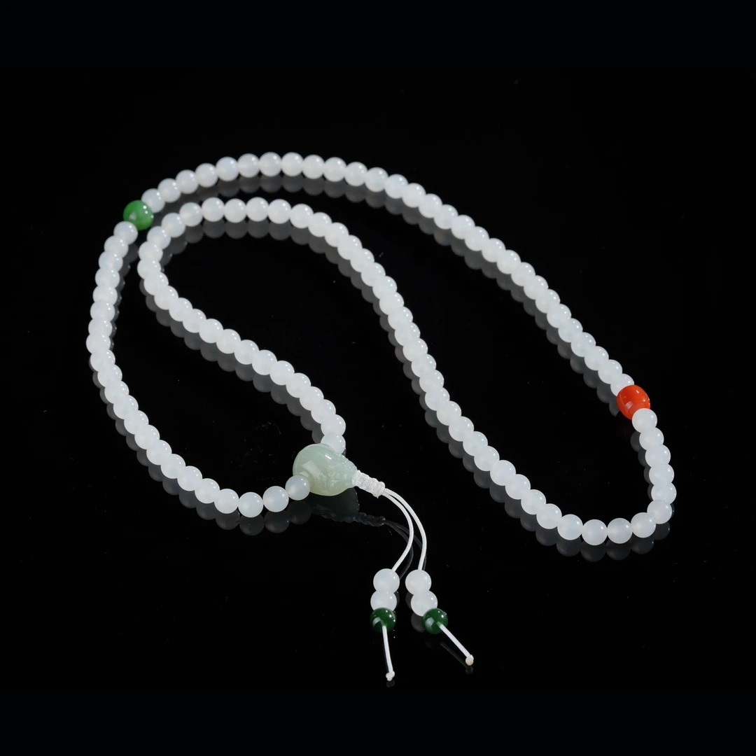 【鹿鸣】和田玉白玉妈妈链颈饰