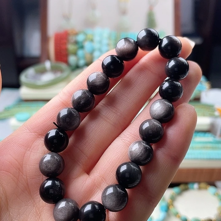 黑曜岩未镶嵌手串