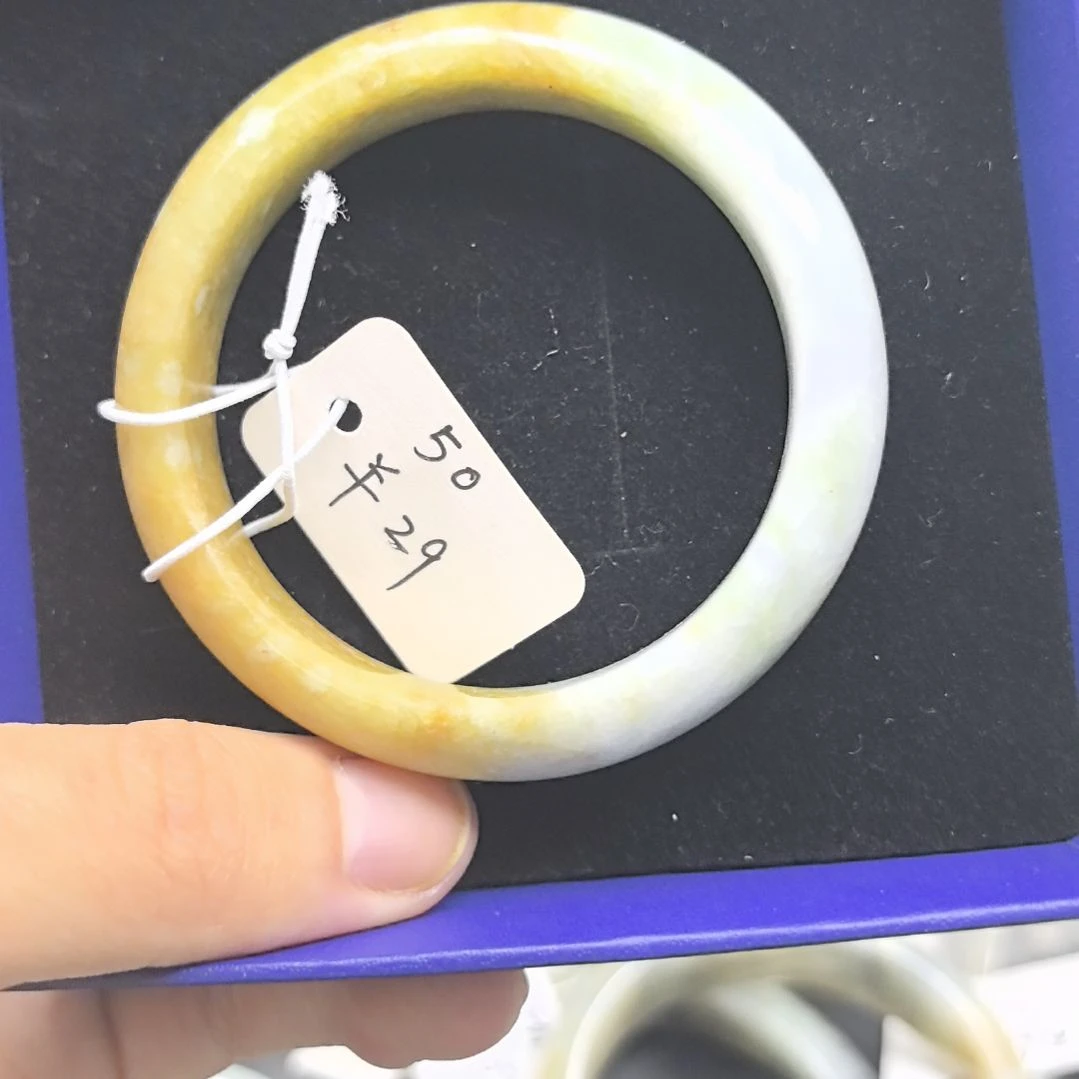 翡翠未镶嵌手镯黄翡冰糖雪梨50圈口