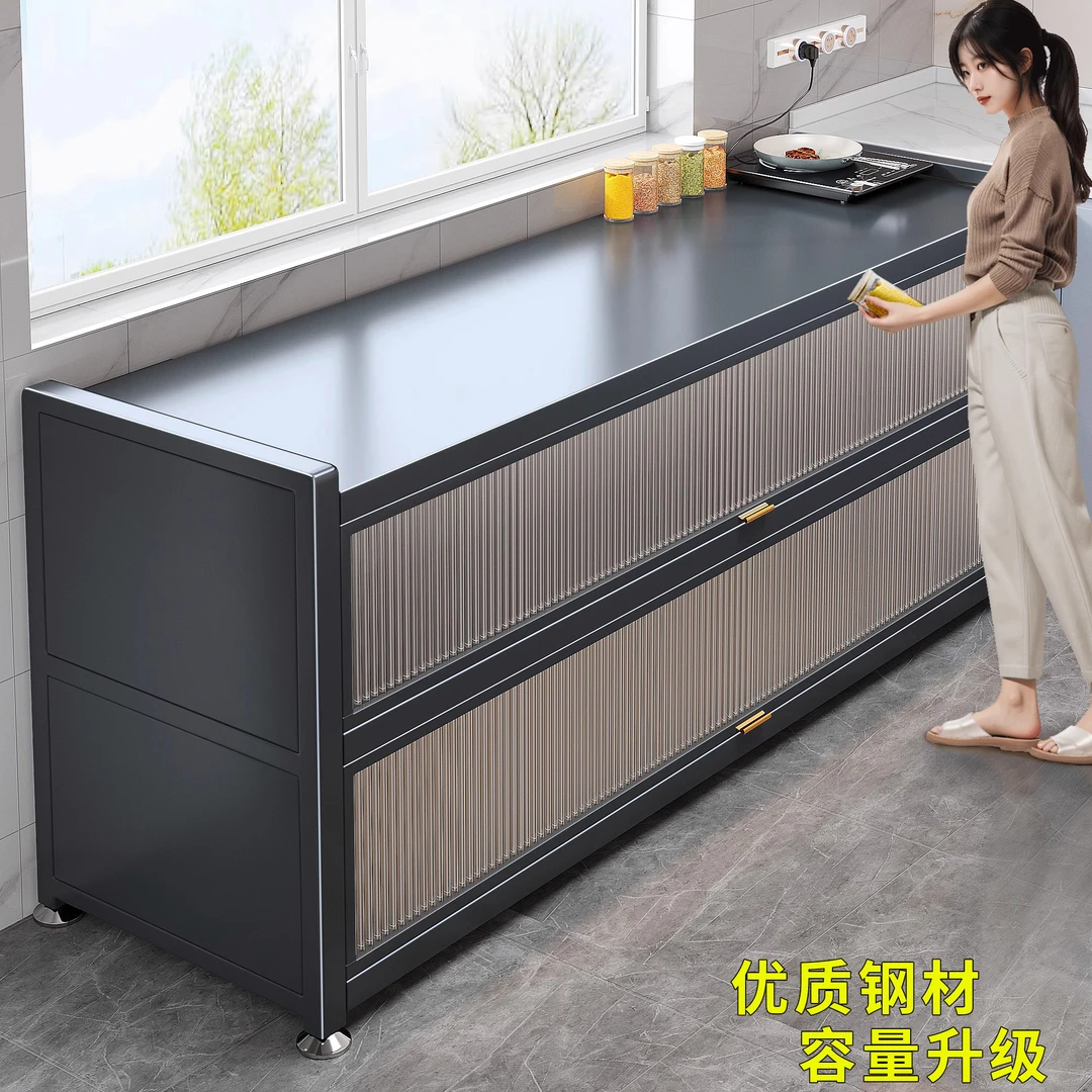 厨房置物架落地多功能防尘储物柜家用餐边柜碗柜微波炉收纳柜橱柜