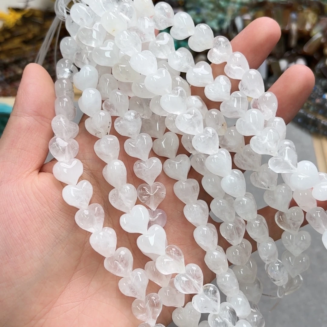 未镶嵌玛瑙/玉髓珠宝半成品卡12白水晶屁桃爱心15颗