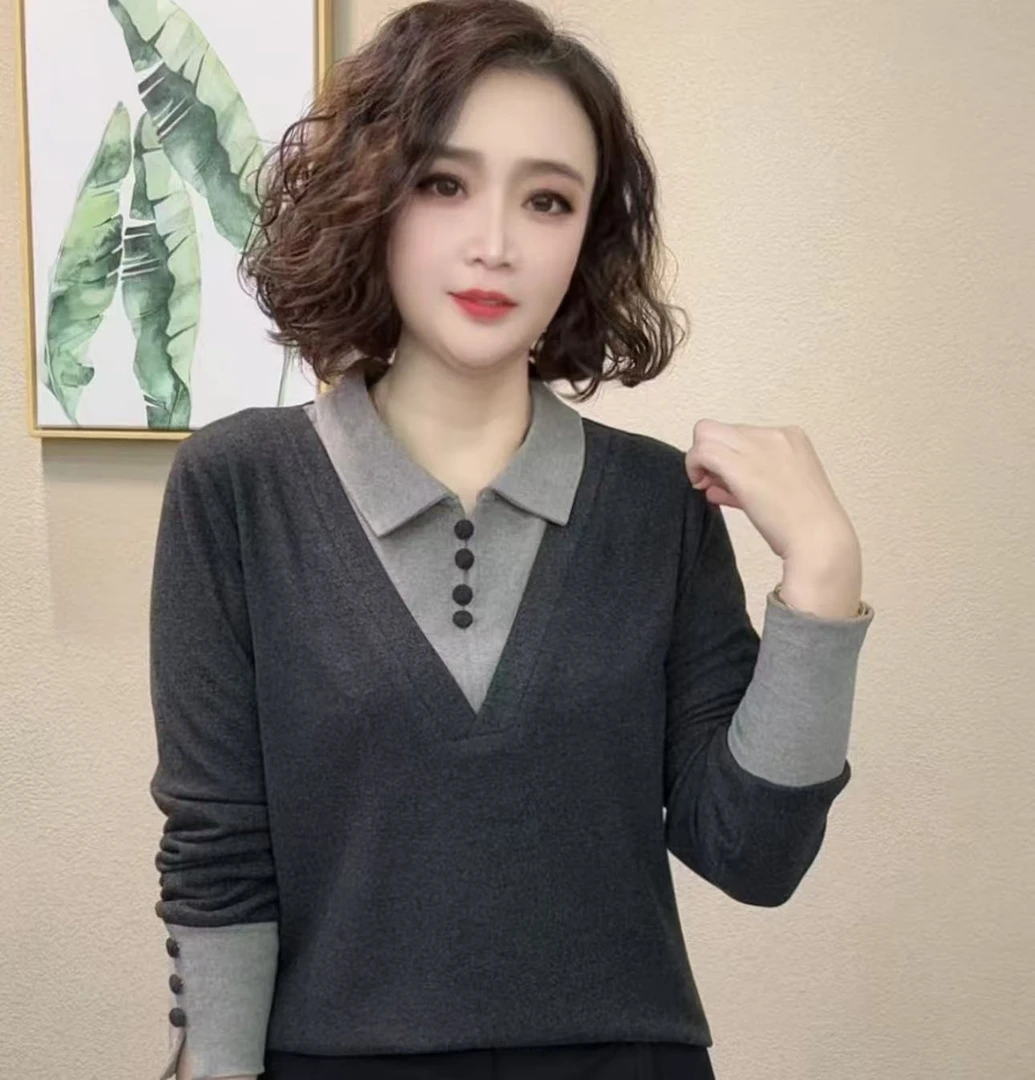 冬季新款时尚女洋气百搭减龄气质长袖显瘦上衣#526998