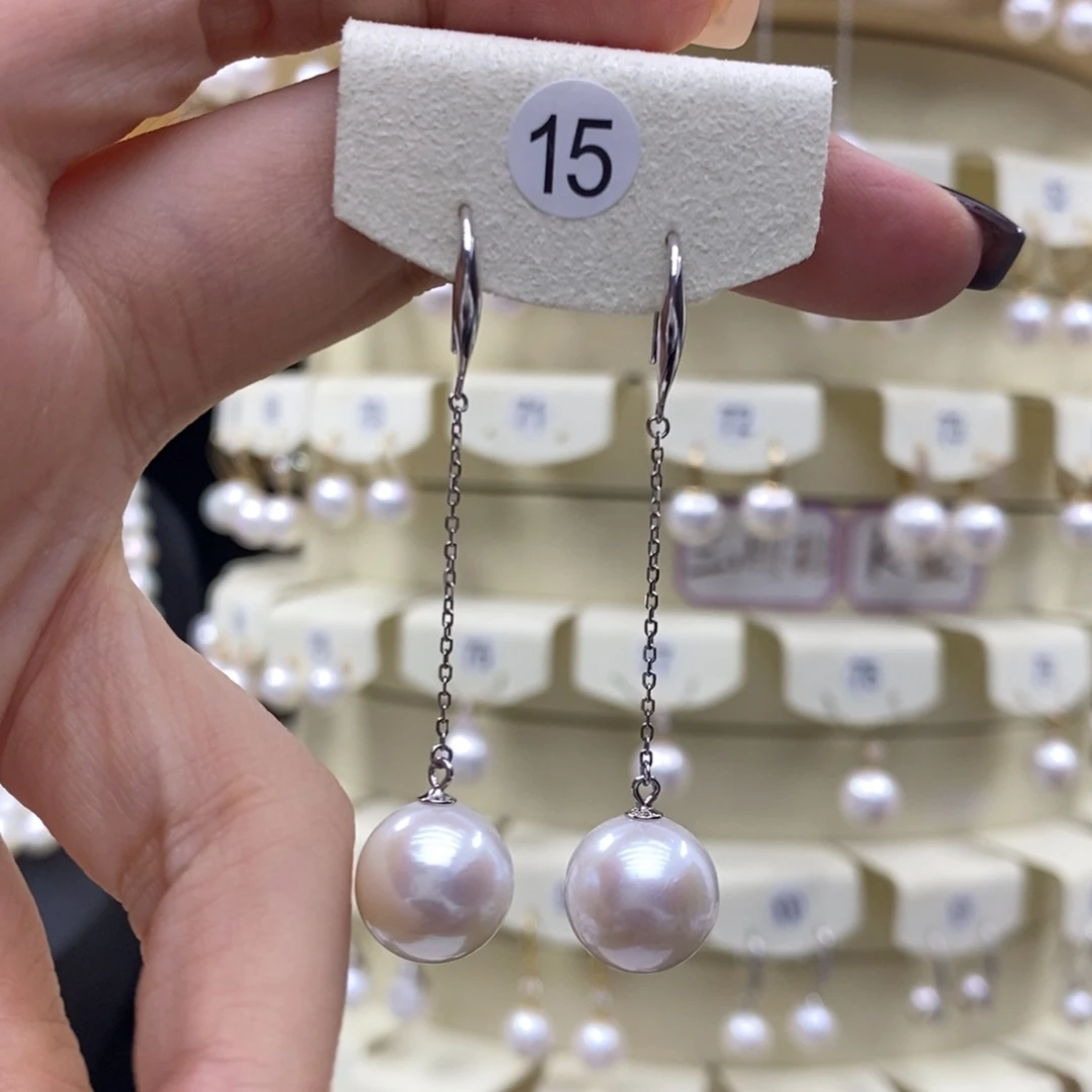 耳饰银S925镶嵌淡水珍珠