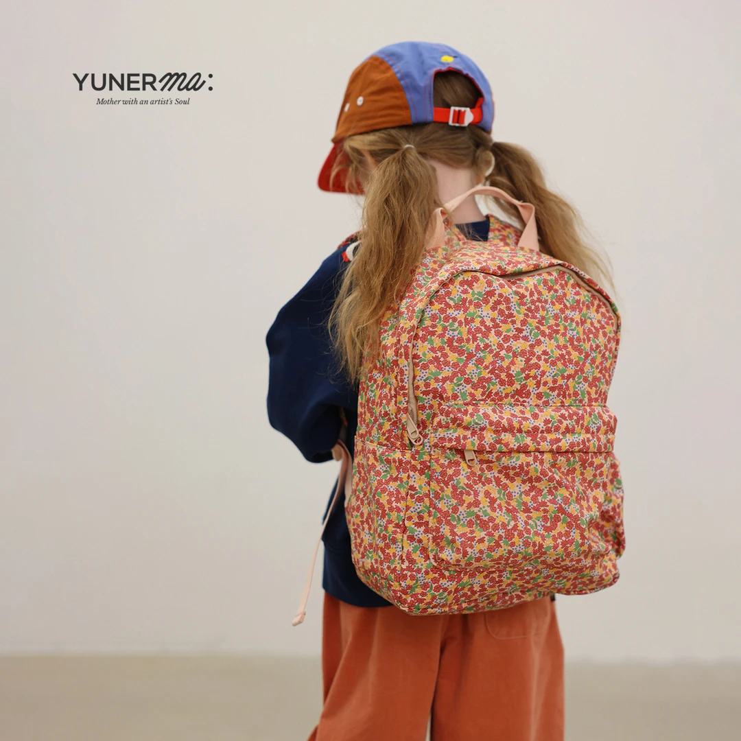 允儿妈女童碎花双肩背包宝宝幼儿园小学洋气书包儿童外出可爱背包